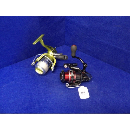 255 - A Shimano Stradic 3000FA spinning reel together with a Stamina spinning reel