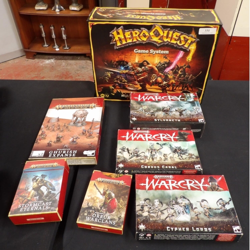 331 - Six Warhammer sets together with a Hero Quest game system