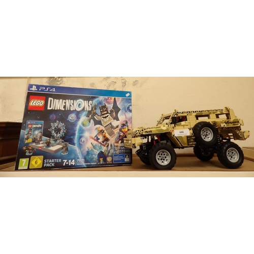 446 - A PS4 Lego Dimensions starter pack together with a Lego model of a Varader 4x4 off roader