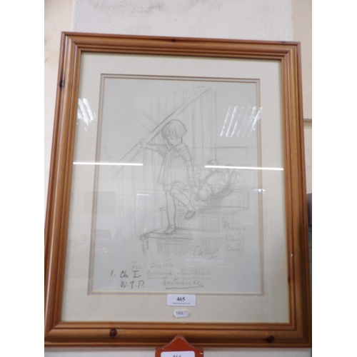 465 - A Winnie the Pooh print in pine frame