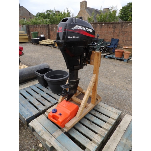 116 - A Mercury 9.9hp four stroke outboard engine complete with fuel tank (stand not included)