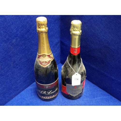 220 - A bottle of AR Lenoble Brut Champagne together with a bottle of Cava