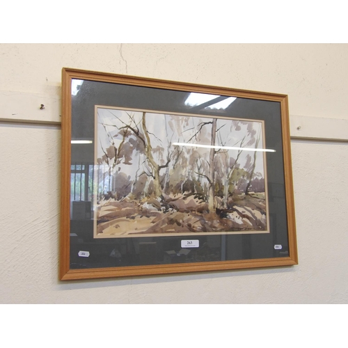 263 - Edward Wesson, woodland scene, water colour 32cm x 52cm