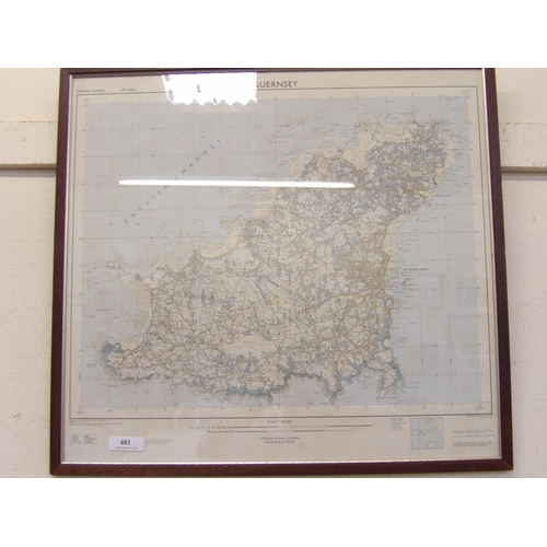 481 - A framed map of Guernsey