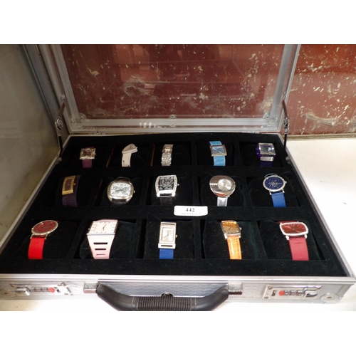 442 - Fifteen fashion watches enclosed within a bespoke case