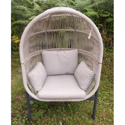 22 - A John Lewis patio egg chair the cushions upholstered in grey coloured fabric