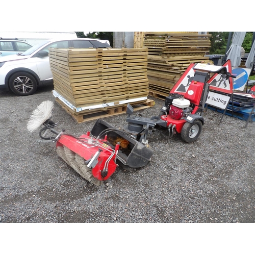 39 - A Kersten K1500G pedestrian operated two wheel hydraulic tractor complete with weed brush and sweepi... 