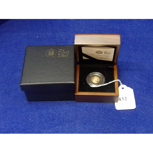 432 - A Royal Mint 2009 UK Quarter Sovereign gold proof coin no. 8573