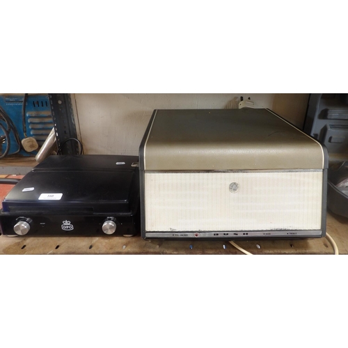 160 - A mid century Garrard portable record player together with a record deck