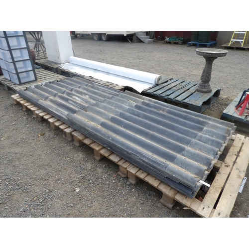 105 - Seven full sized corrugated roofing sheets together with three half size sheets