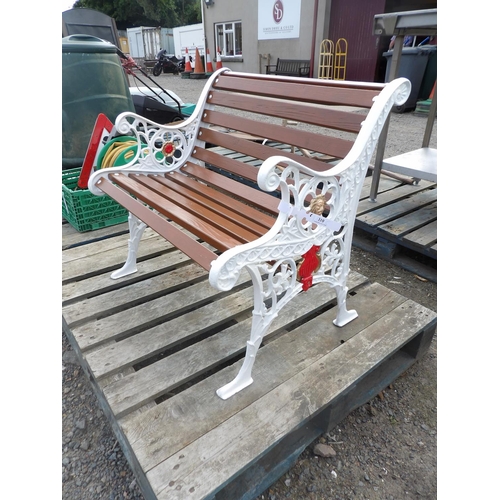 110 - A metallic and wooden garden bench in the Victorian style