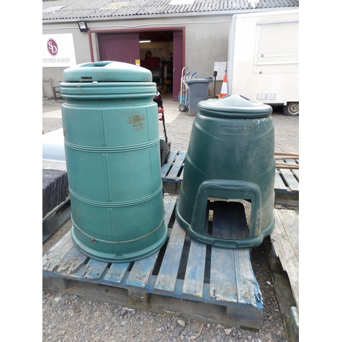 112 - Two green PVC composting bins