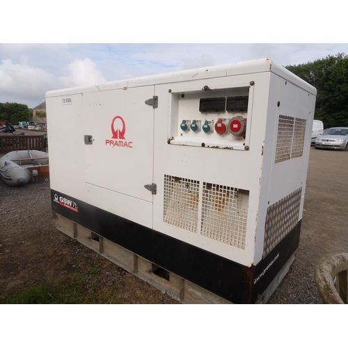 29 - A Pramac 75KVA portable generator odometer reading 5360 hours fitted a Deutz BF 4M 2012C four cylind... 