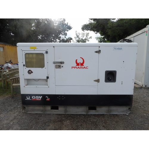 29 - A Pramac 75KVA portable generator odometer reading 5360 hours fitted a Deutz BF 4M 2012C four cylind... 