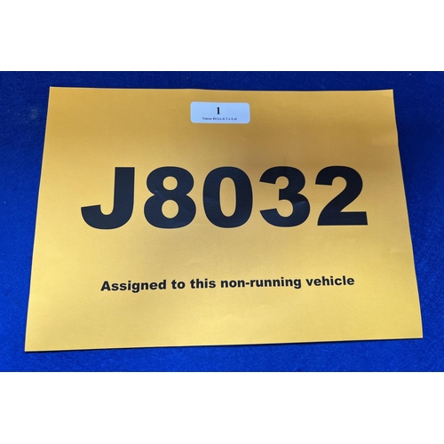 1 - J8032 - A four digit registration mark assigned to a non-running vehicle of insignificant value