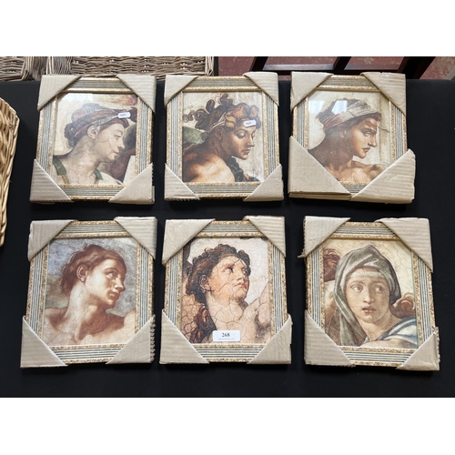 268 - A set of six framed neo classical portrait pictures