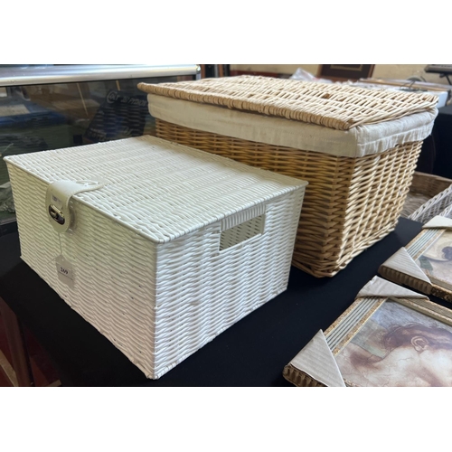 269 - A white rattan hamper together with a wicker hamper