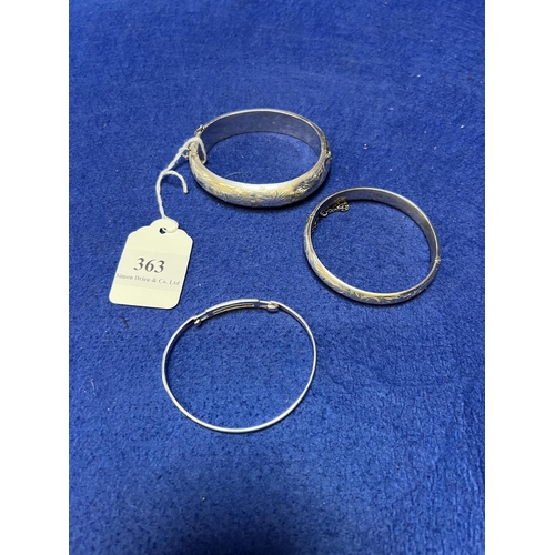 363 - Three silver bangles