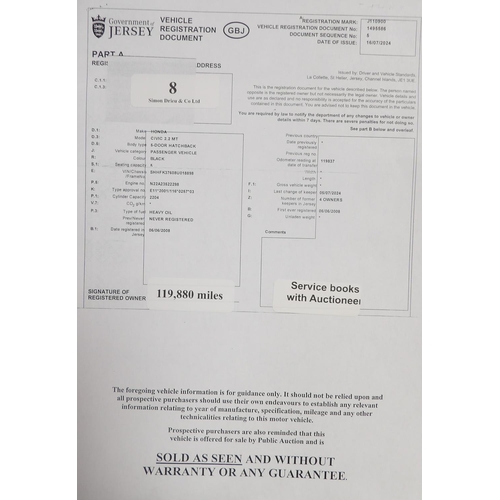 8 - A 2008 Honda Civic 2.2 i-CTDi five door hatchback J110900 (diesel/manual), odometer reading 119,880 ... 