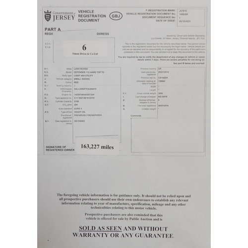 6 - A 2014 Land Rover Defender 110 2.2 TDCi hard top J57819 (diesel/manual), odometer reading 163,227 mi... 