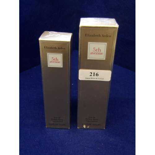 216 - Two Elizabeth Arden 5th Avenue, eau de parfum spray vaporisers (factory sealed)