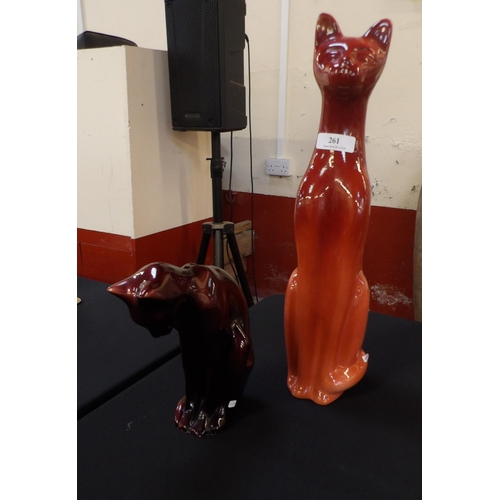 261 - Two large ceramic models of cats