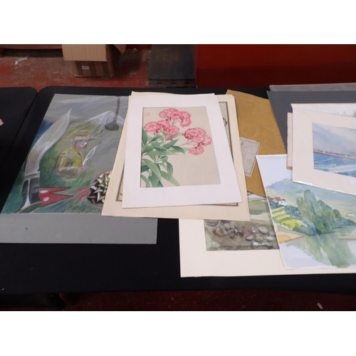 263 - An accumulation of original art work by local artist Nora Bryan and others