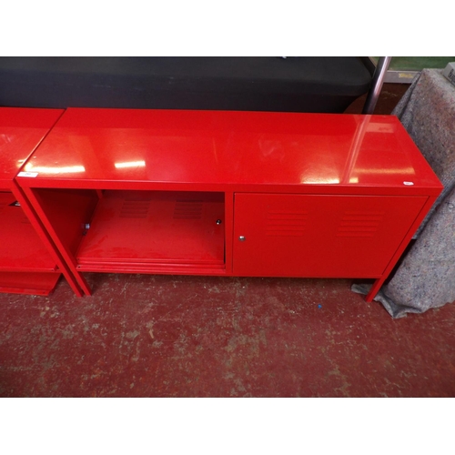 293 - A pair of red metallic two door cabinets