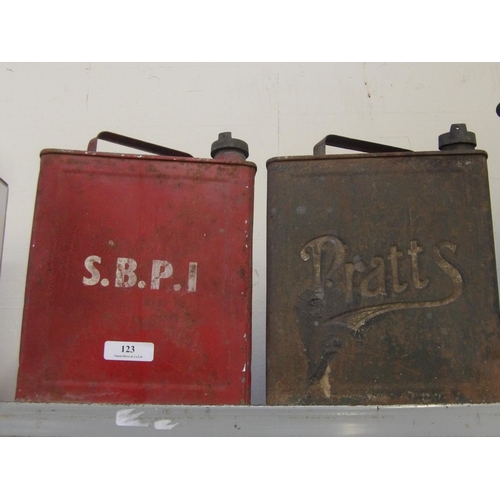 123 - Two vintage motor spirit cans inscribed 