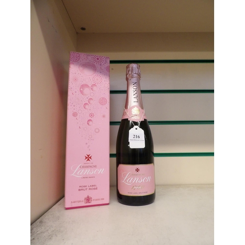 216 - A presentation bottle of Lanson Rose Label Brut Rose Champagne