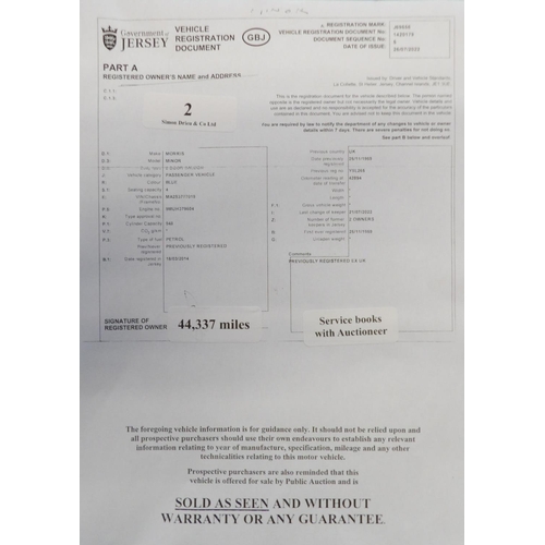 2 - A 1959 Morris Minor 1.0 two door saloon J69656 (petrol/manual), odometer reading 44,337 miles