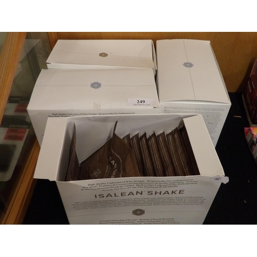 249 - Four boxes of Isalean Shakes a high quality undernatured weight protein