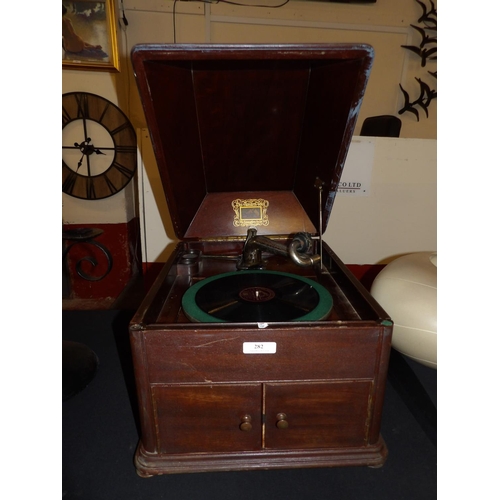 282 - A nineteenth century mahogany cased gramophone by His Master's Voice bearing the retail mark of F. F... 