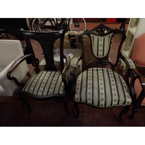 298 - Two vintage mahogany elbow chairs