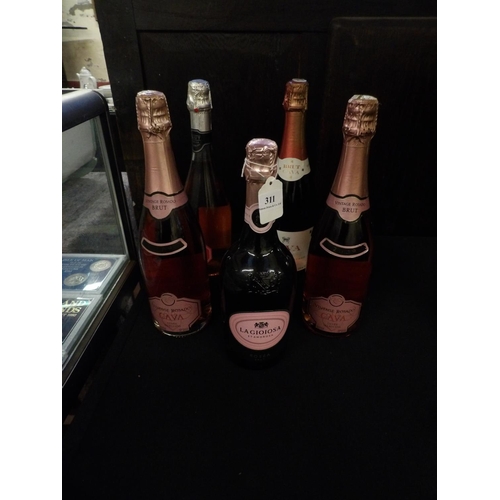 311 - Three bottles of Cava together with two bottles of sparkling wine