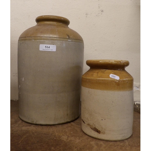 514 - Two vintage salt glazed stone ware jars