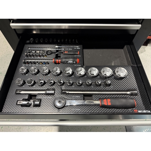 102 - A Wurth seven drawer roller cab complete with an integrated Wurth socket and bit set & other content... 