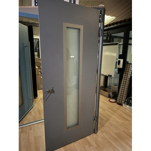 167 - A part glazed aluminium door and frame