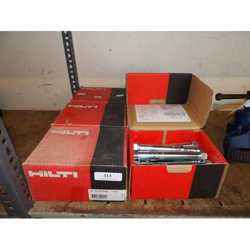 113 - Five boxes of Hilti sleeve anchor bolts (20mm)