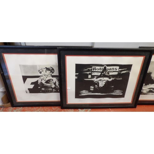 158 - A set of six limited edition Formula One motor racing prints all signed and numbered in the mount in... 