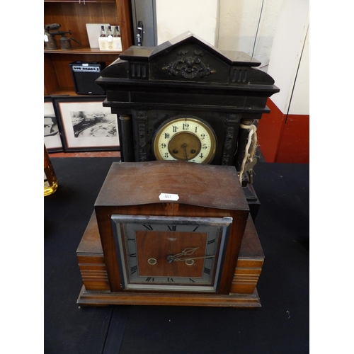 298 - A Victorian mantle clock together with an early twentieth century mantle clock by Smiths of Enfield