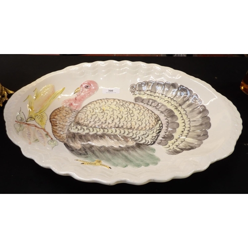 300 - An Italian glazed ceramic turkey platter