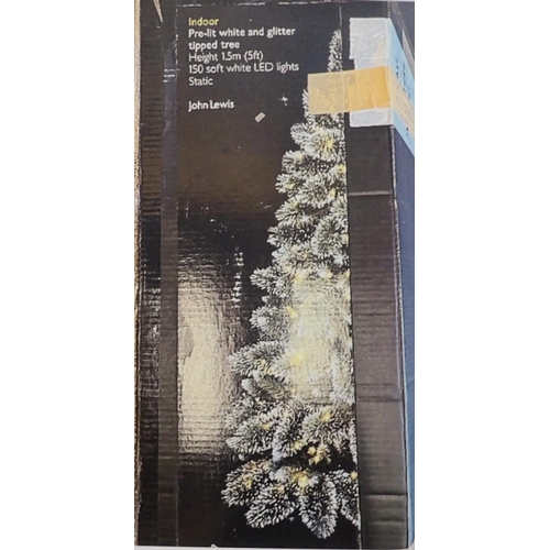 242 - A John Lewis indoor pre-lit white and glitter tipped Christmas tree (1.5m) together with various fes... 