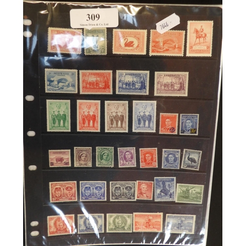 309 - A page of vintage Australian postage stamps