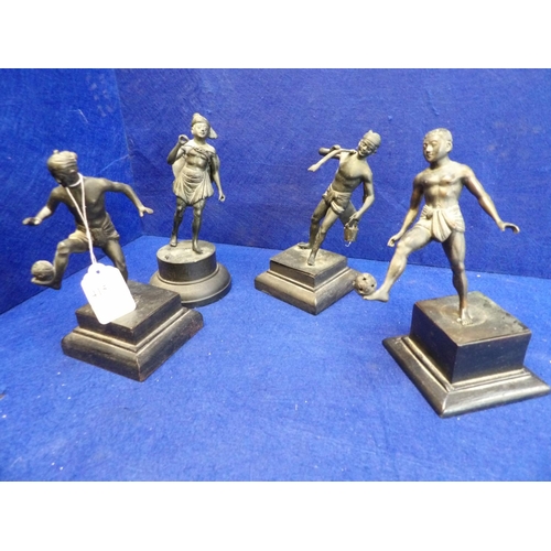 415 - A set of four vintage oriental metallic figures