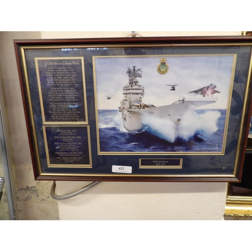 422 - A framed picture of HMS Ark Royal