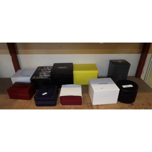 66 - An assortment of wrist watch boxes and cases