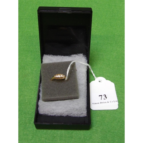 73 - An 18 carat gold ring set with five diamonds, size N