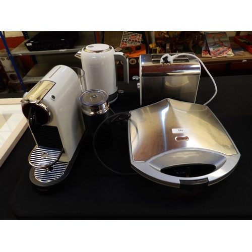 284 - A Magimix Nespresso coffee machine, a Breville toastie machine, kettle and toaster - Executor's sale