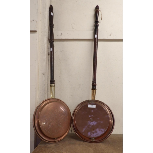 360 - Two copper bed warming pans